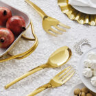 Tenedor y Cuchara para servir Gold